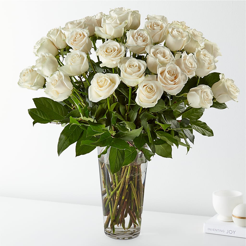 Long Stem White Rose Bouquet – Designs By Lakeland Flowers, Plant City FL