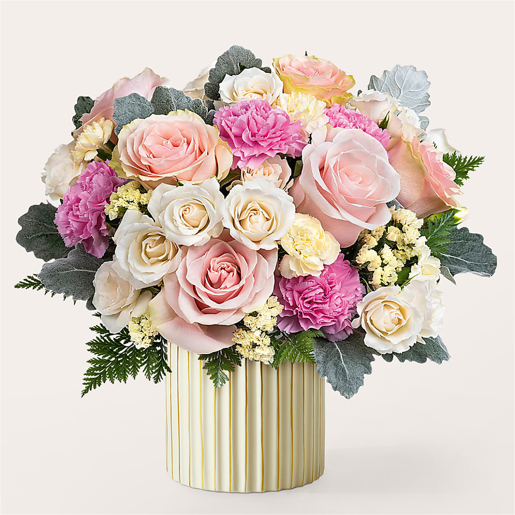 Blissful Moments Bouquet with Ivory Vase – Designs By Lakeland Flowers, Plant City FL