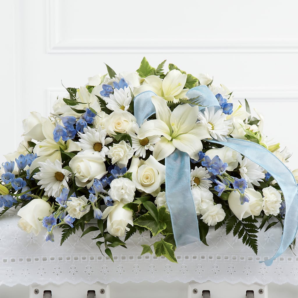 Tender Treasure Casket Spray – Designs By Lakeland Flowers, Plant City FL