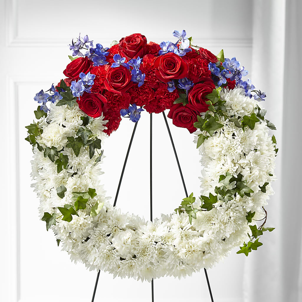 Patriotic Passion Wreath – Designs By Lakeland Flowers, Plant City FL
