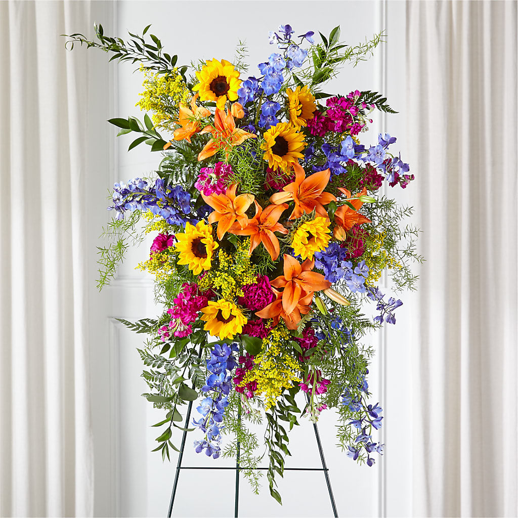 Sunlit Memories Standing Spray (Standard) – Designs By Lakeland Flowers, Plant City FL