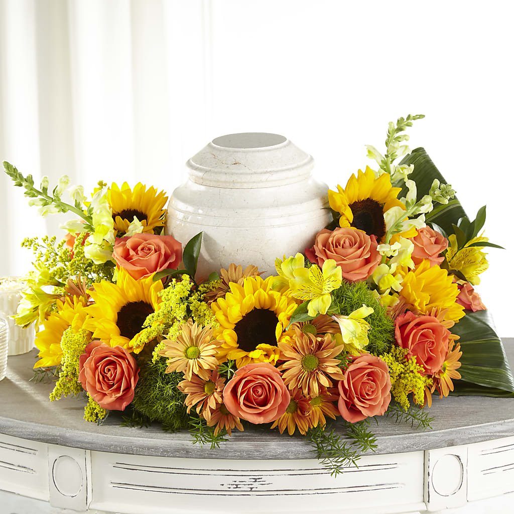 Faithful Sunflower Cremation Adornment – Designs By Lakeland Flowers, Plant City FL