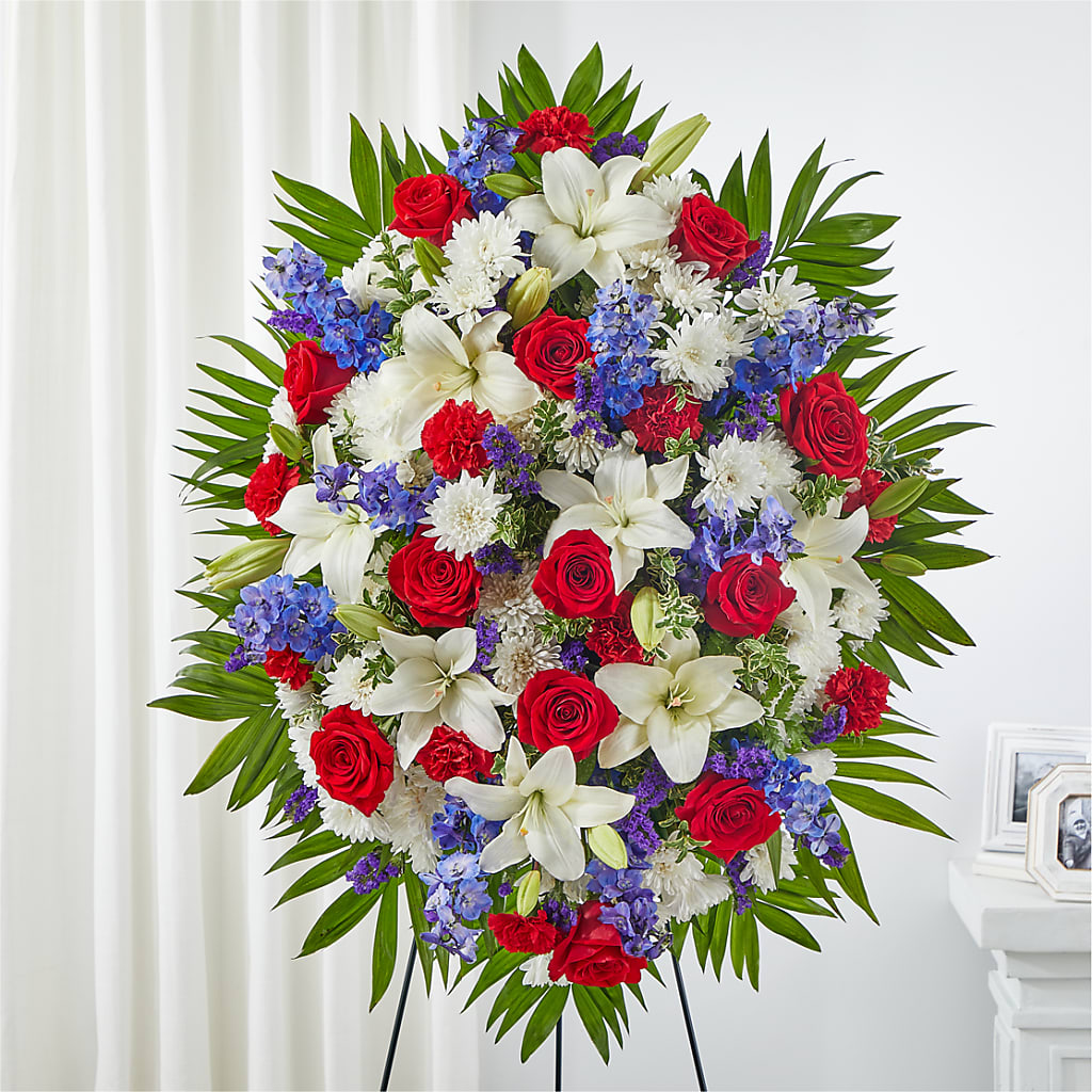 Cherished Service Standing Spray – Designs By Lakeland Flowers, Plant City FL