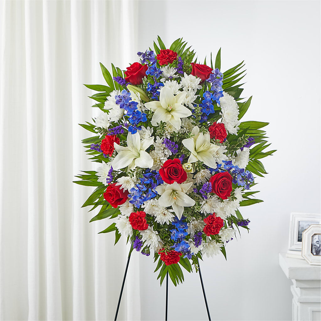 Cherished Service Standing Spray – Designs By Lakeland Flowers, Plant City FL
