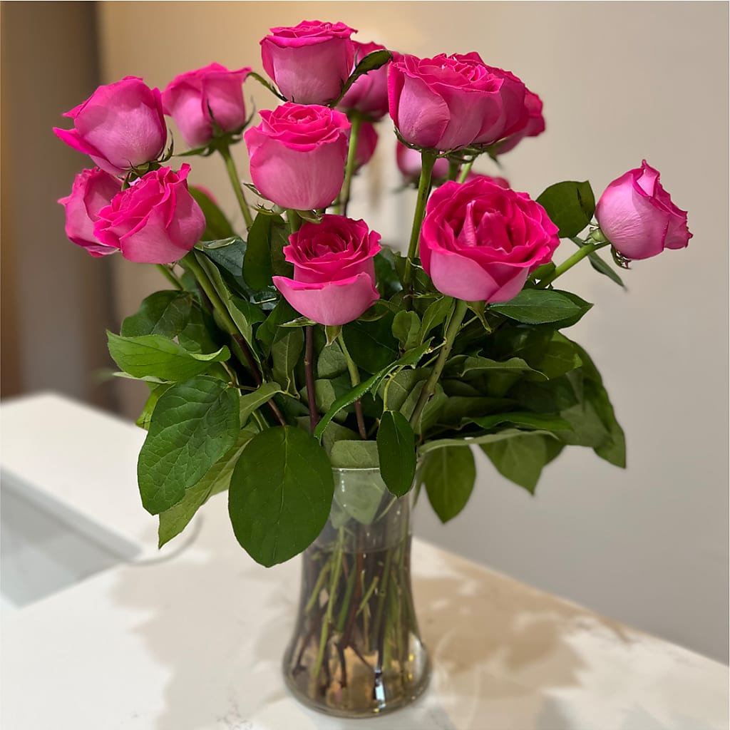 Long Stem Pink Rose Bouquet –  Designs By Lakeland Flowers, Plant City FL