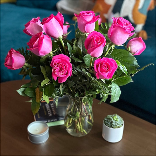 Long Stem Pink Rose Bouquet –  Designs By Lakeland Flowers, Plant City FL