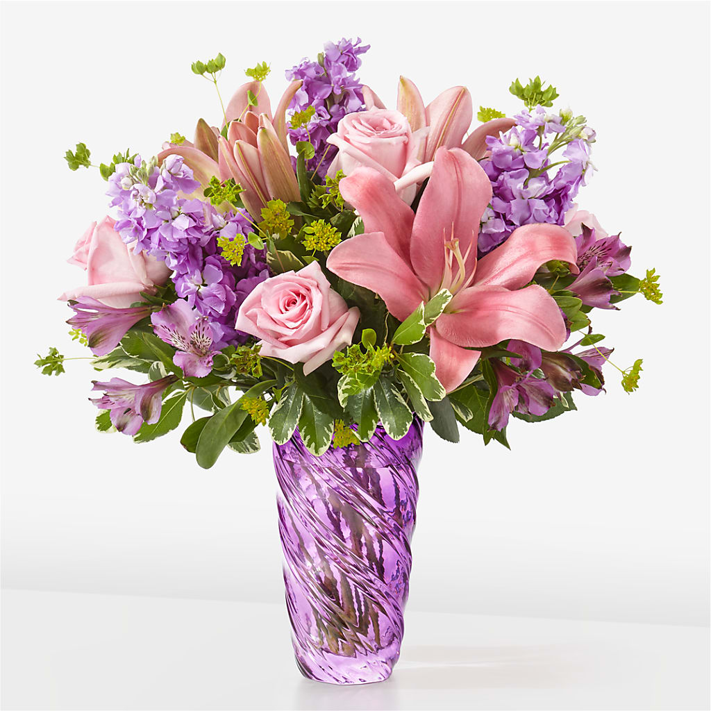 Precious Petals Bouquet with Luxe Swirl Vase –  Designs By Lakeland Flowers, Plant City FL