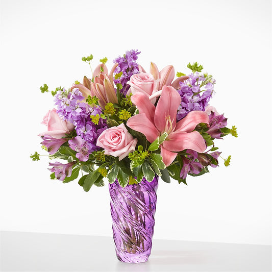 Precious Petals Bouquet with Luxe Swirl Vase –  Designs By Lakeland Flowers, Plant City FL