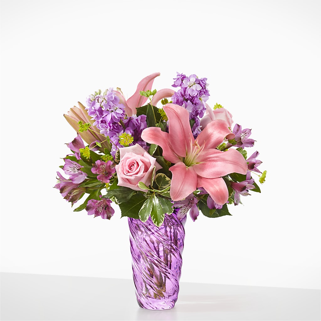 Precious Petals Bouquet with Luxe Swirl Vase –  Designs By Lakeland Flowers, Plant City FL