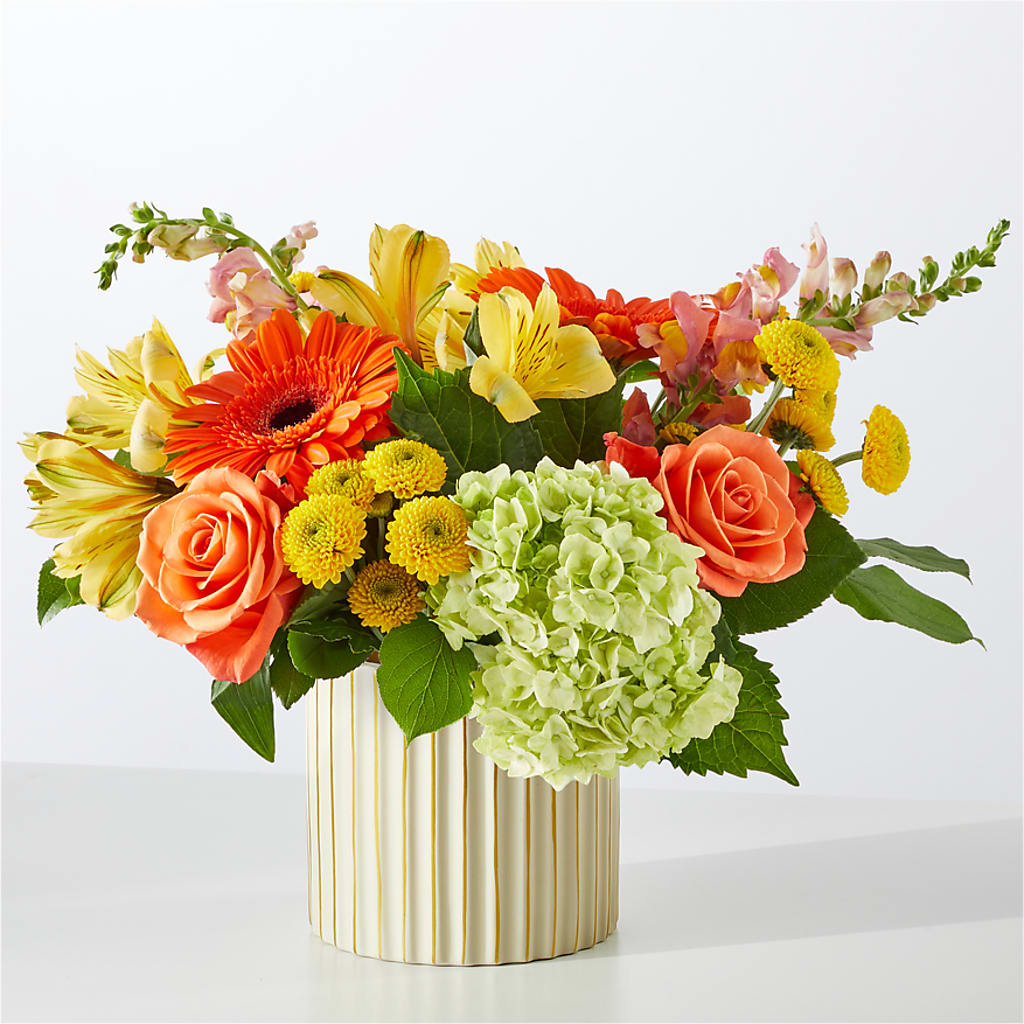 Autumn Sunshine Bouquet with Ivory Vase –  Designs By Lakeland Flowers, Plant City FL