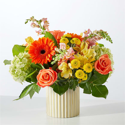 Autumn Sunshine Bouquet with Ivory Vase –  Designs By Lakeland Flowers, Plant City FL