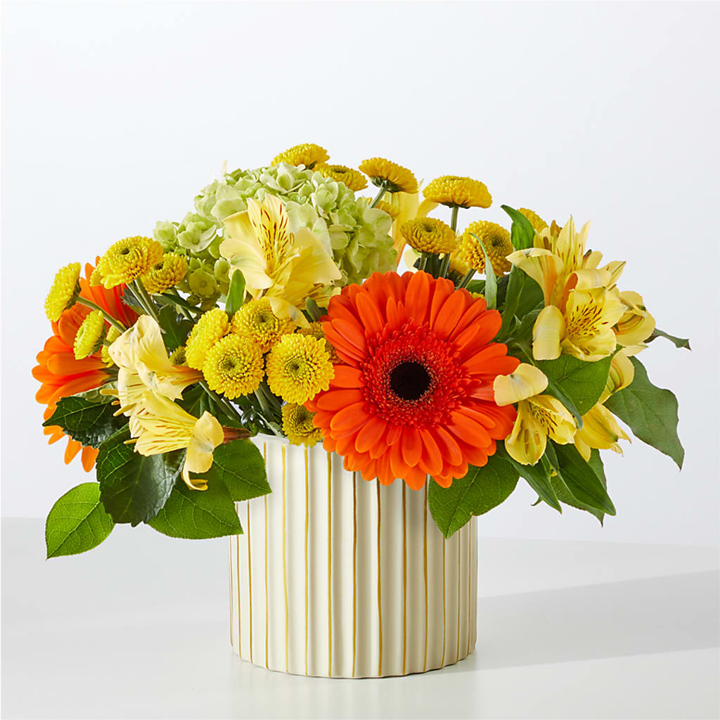 Autumn Sunshine Bouquet with Ivory Vase –  Designs By Lakeland Flowers, Plant City FL