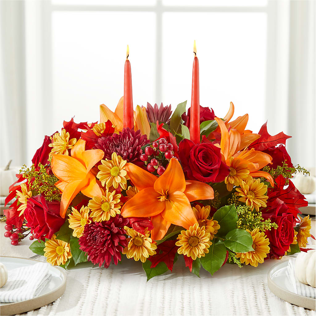 Autumn's Embrace Centerpiece –  Designs By Lakeland Flowers, Plant City FL
