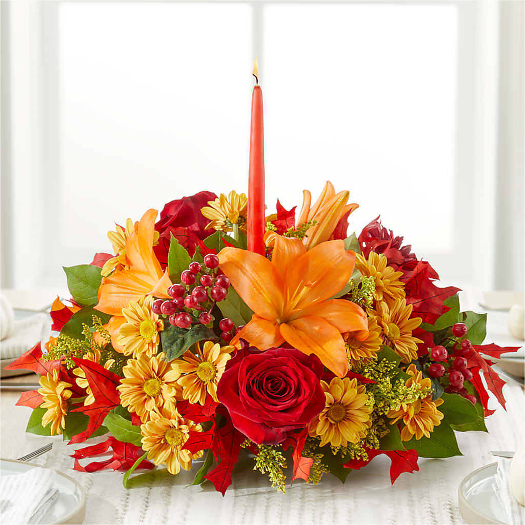 Autumn's Embrace Centerpiece –  Designs By Lakeland Flowers, Plant City FL